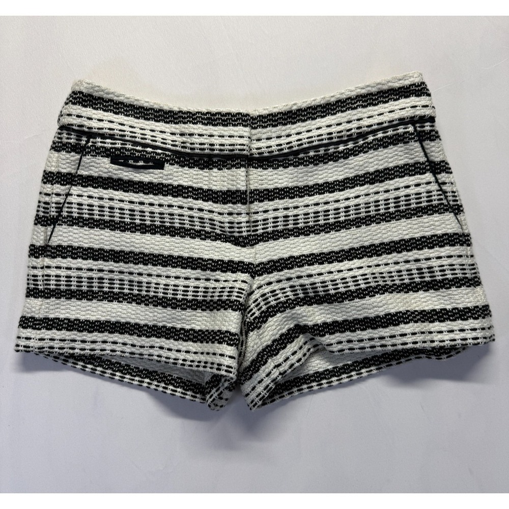 Ann Taylor Loft The Riviera Tweed Shorts Womens 2 White Black Striped Low Rise